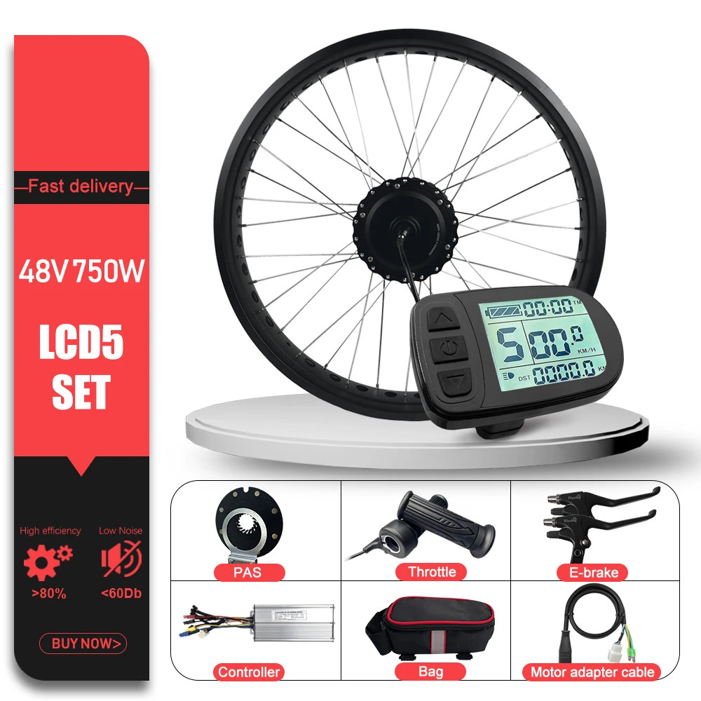 Snow Electric Fat Bike 48V 750W Brushless Gear Front Hub Motor Wheel 20 24 26in