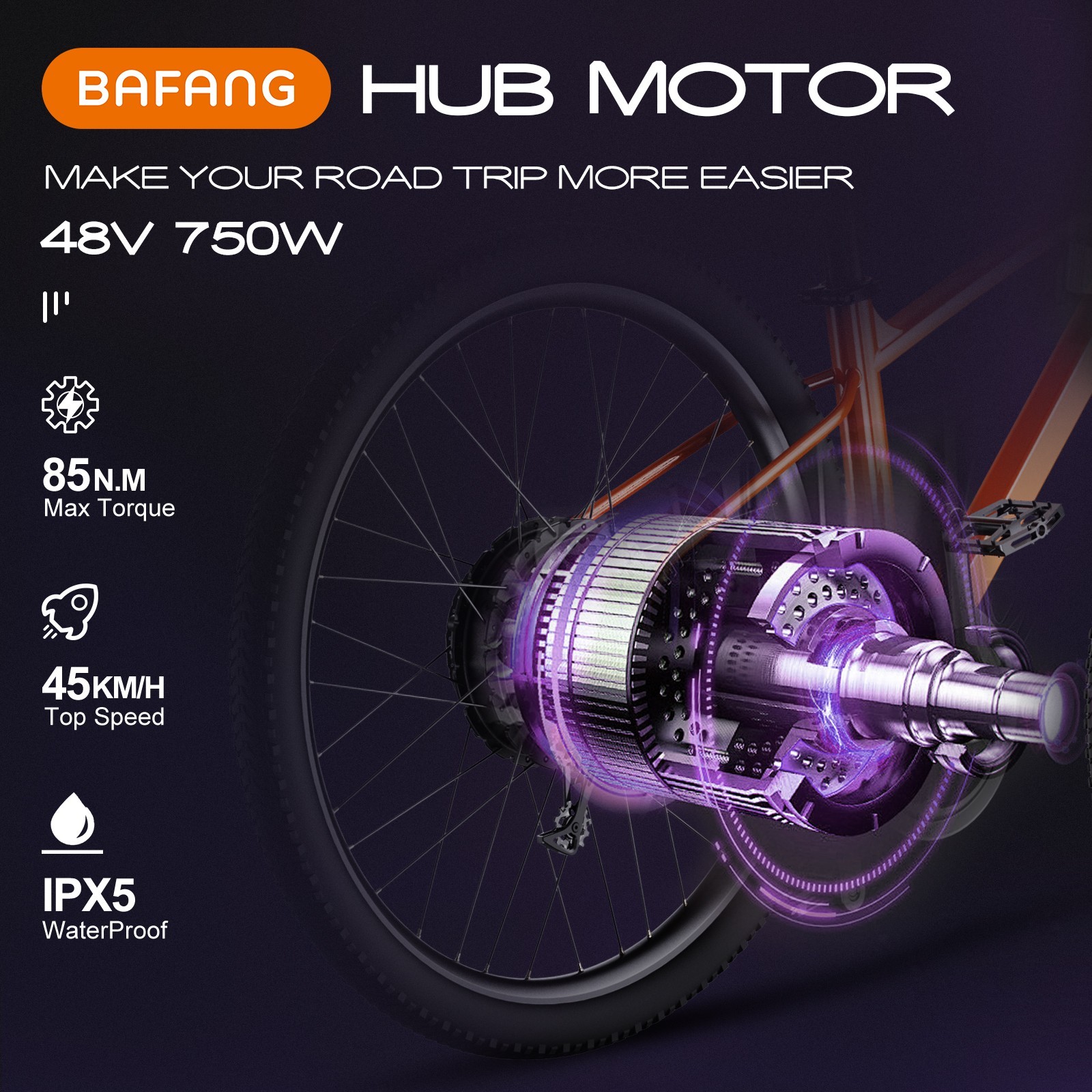 BAFANG 48V 500W/750W Rear Hub Motor Kit 26″27.5″700C Wheel EBike Conversion kits