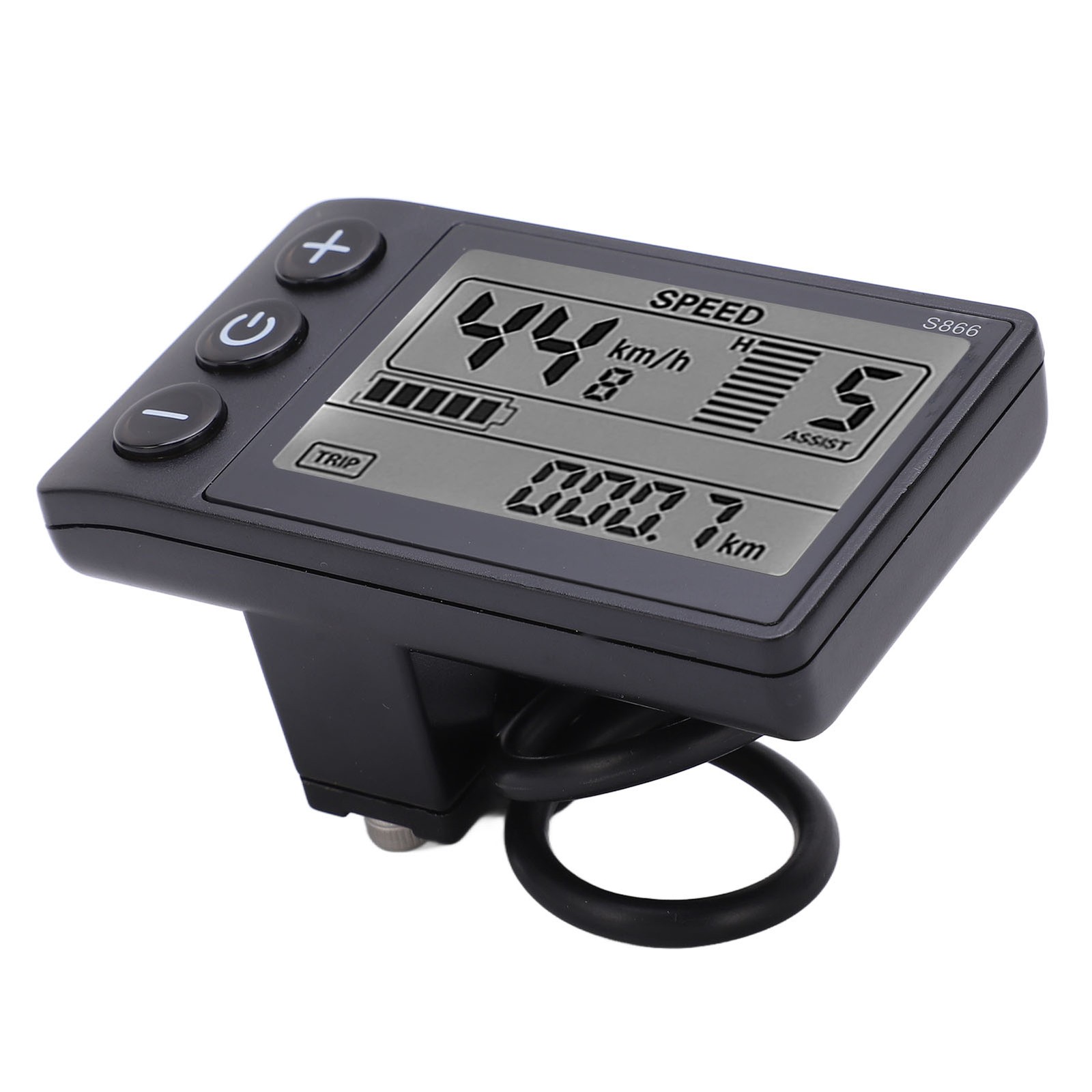 S866 LCD Display Large Clear Screen 22.2mm Handlebar Mount E-Bike Speedometer