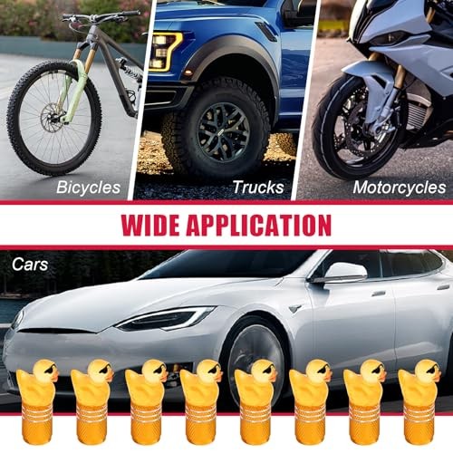 8Pcs Duck Tire Valve Stem Caps – Cute Car Valve Stem Cap – Yellow