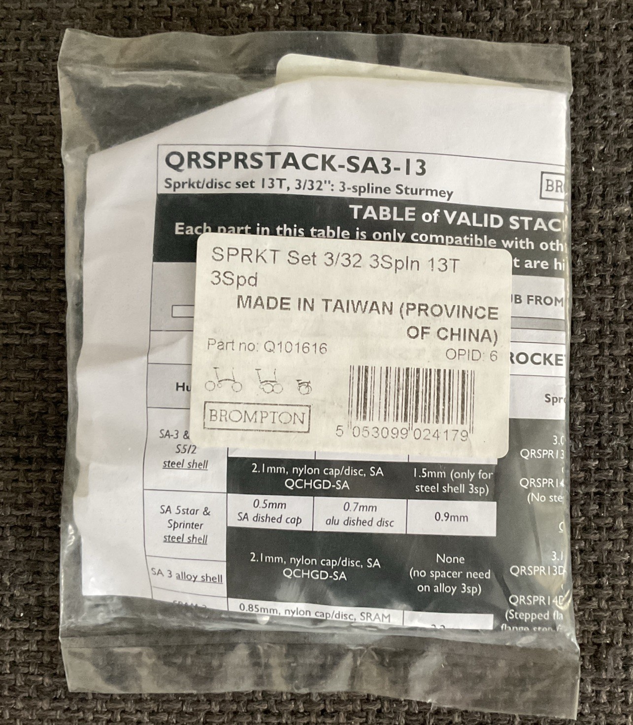Brompton Sprocket Set 3/23 3 Spin 13T – Mainland Free Shipping
