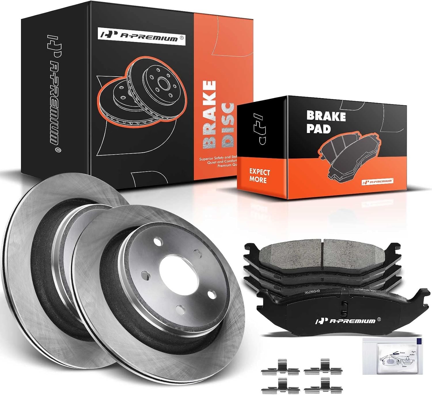 A-Premium 13.86″ Rear Vented Disc Brake Rotors & Ceramic Pads Kit