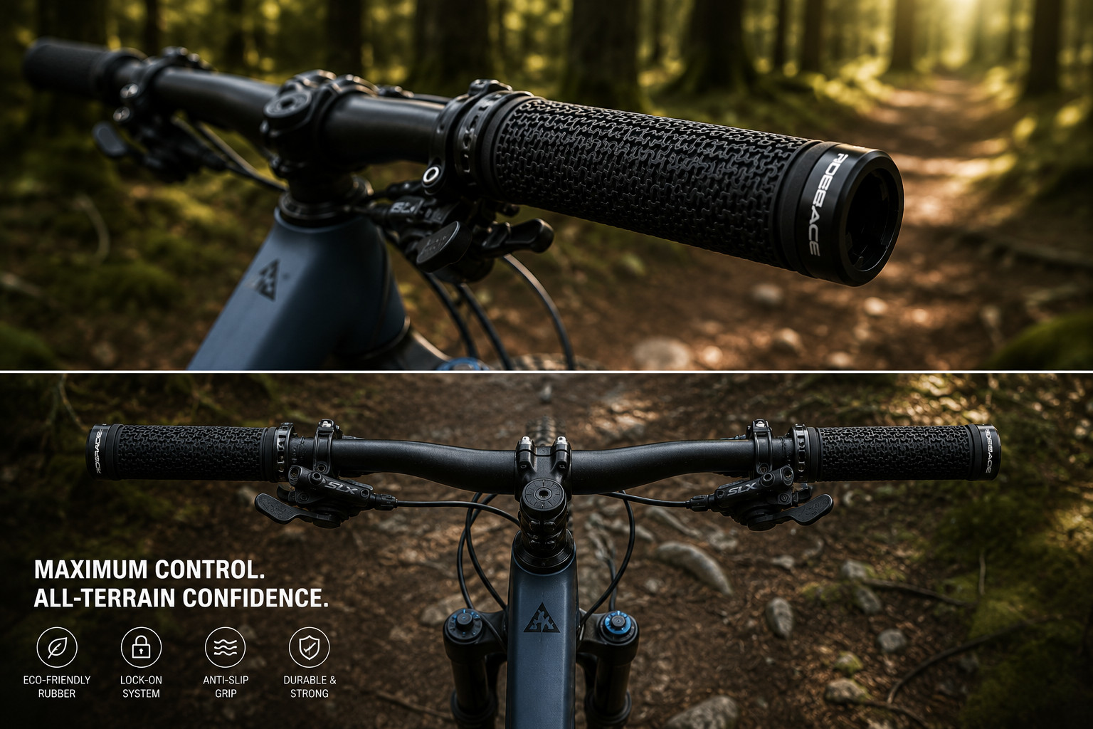 Bicycle Handlebar Grips Double Lock-On Screw Grips MTB City Bike Black