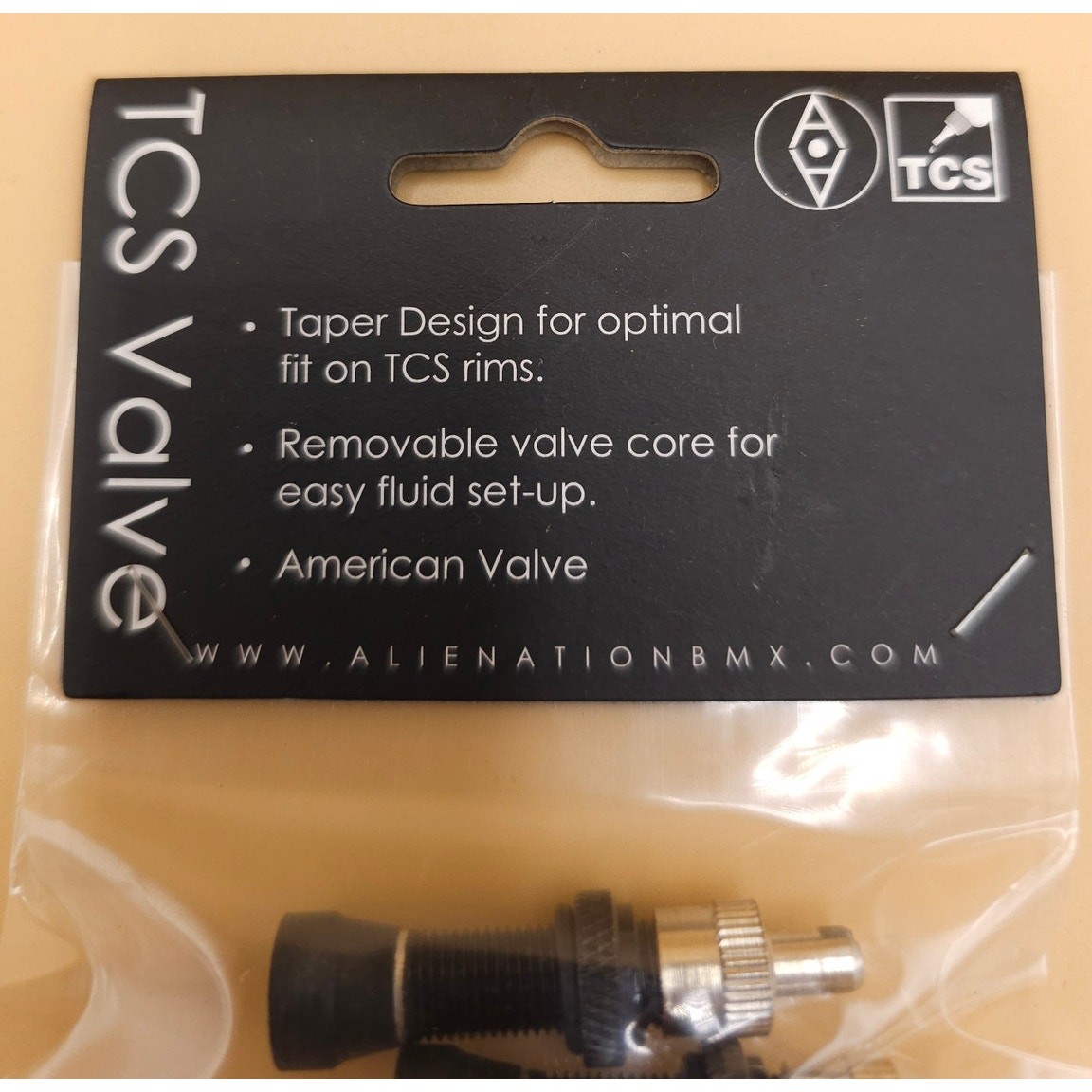 Alienation TCS Tubeless Alloy Schrader Valves Black Pair 63985 Sealed 2-Pack