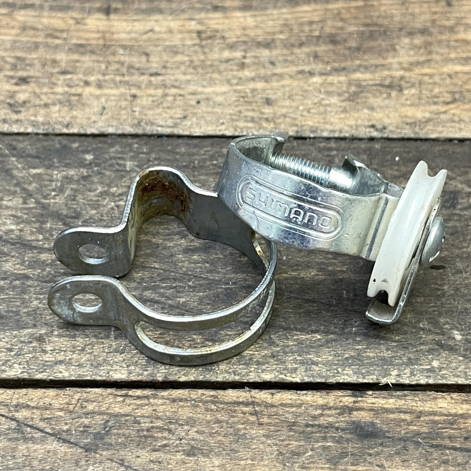 Vintage Shimano Cable Guides Pair Clamp On Pulley Silver Steel Bike 3 Speed