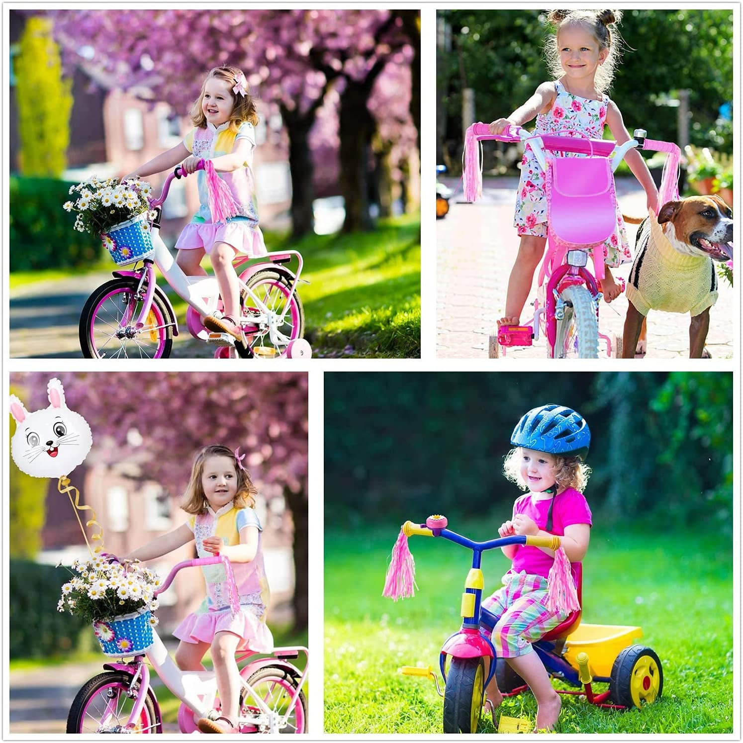 Bike Handle Grips with Tassel Streamers for Girls Boys and Kids, Non-Slip Bicycl