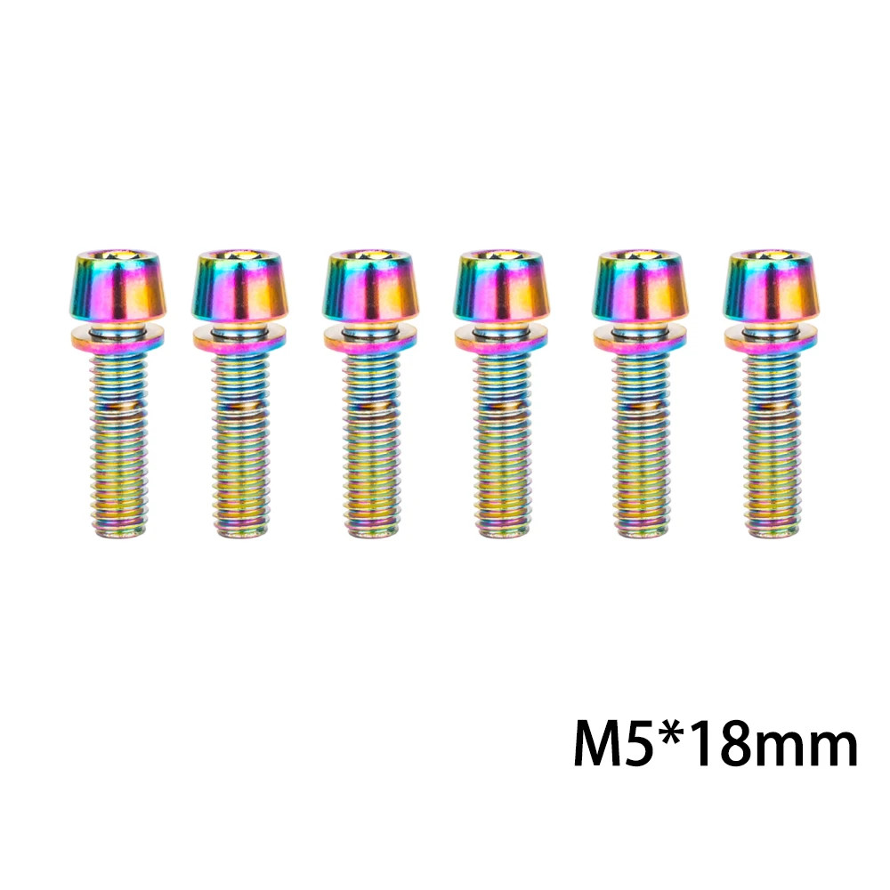 6PCS Bike Stem Bolts M5 M6 Handlebar Stem Screws with Washers MTB Road Bike