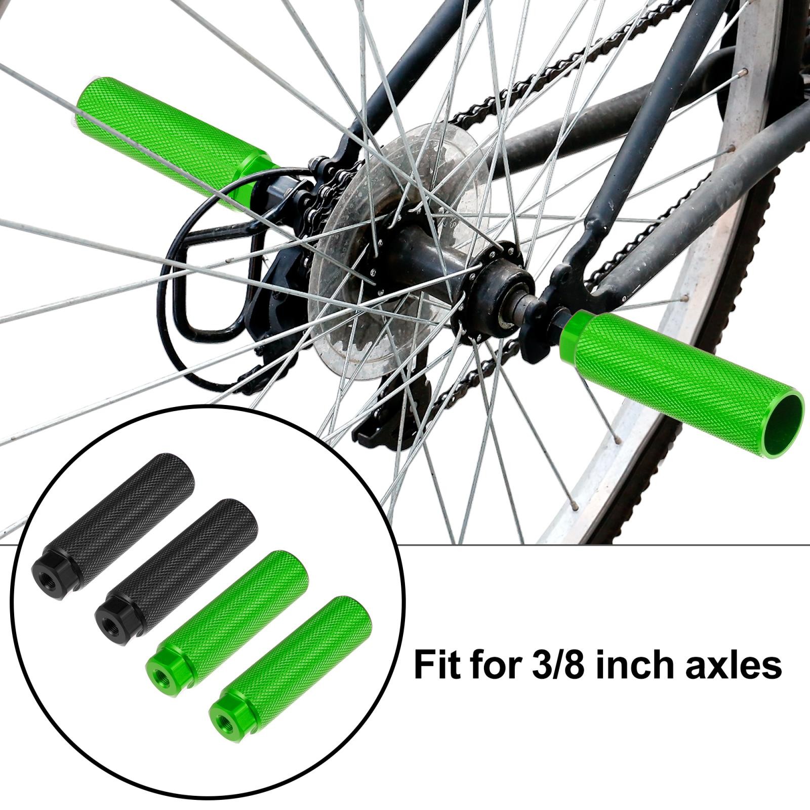 2 Pair Aluminum Alloy Foot Pegs for BMX MTB Bicycle Fit 3/8 Inch Black Green
