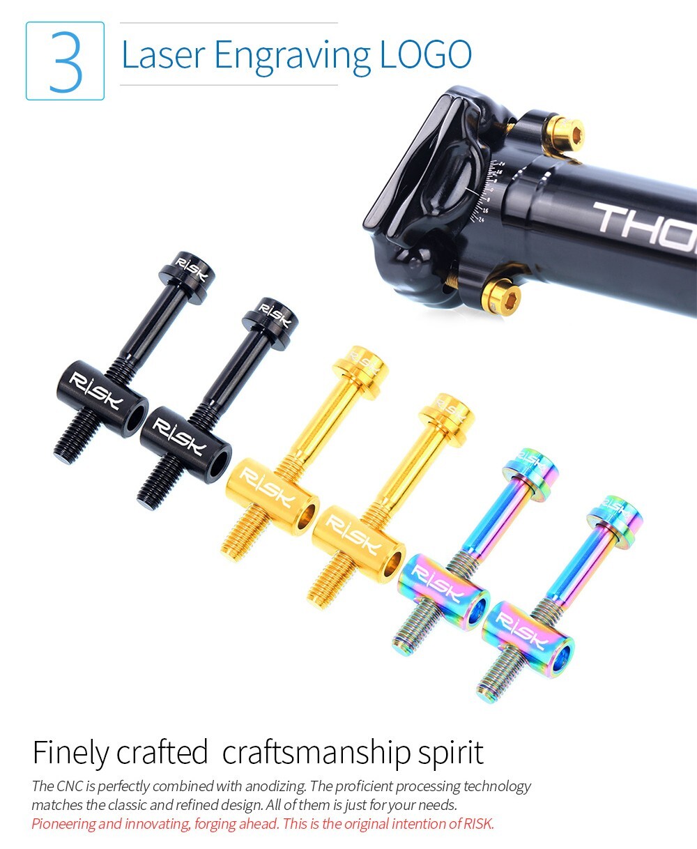 2PCS Bike Seat Post Fixed Bolts Titanium Alloy M5X30mm/40mm Seatpost Screw