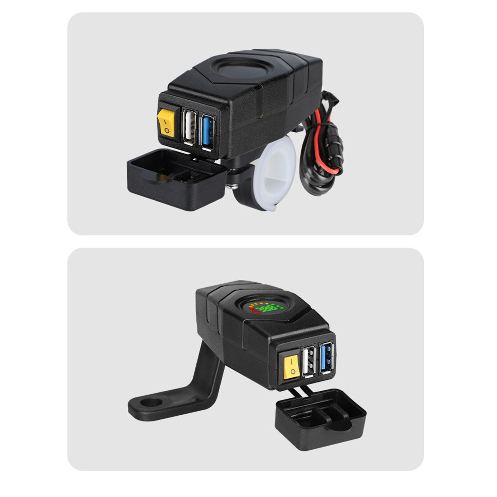 20-90V Handlebar USB Charger 24V 36V 48V 60V QC3.0 Fast Charging Adapter