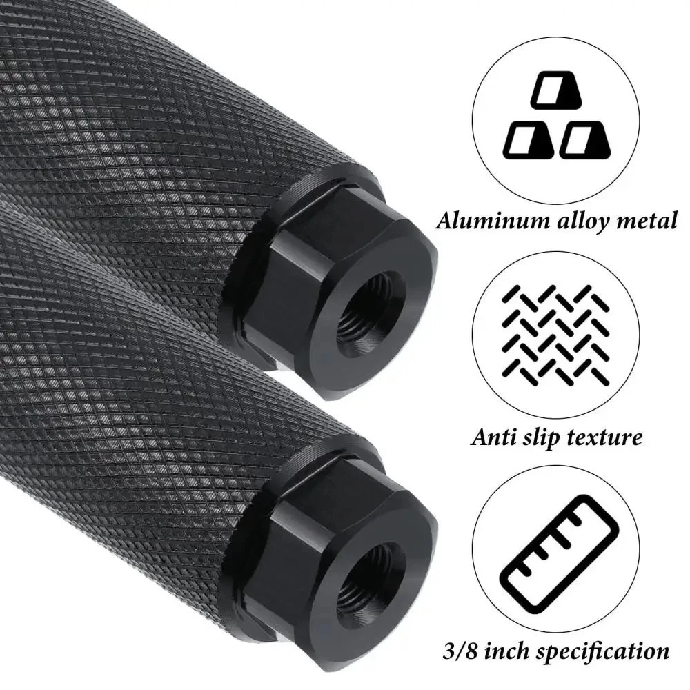 Aluminum BMX Bike Pegs Anti Slip Foot Rest Axle Stunt Pegs 3/8 Inch Bicycle Pair
