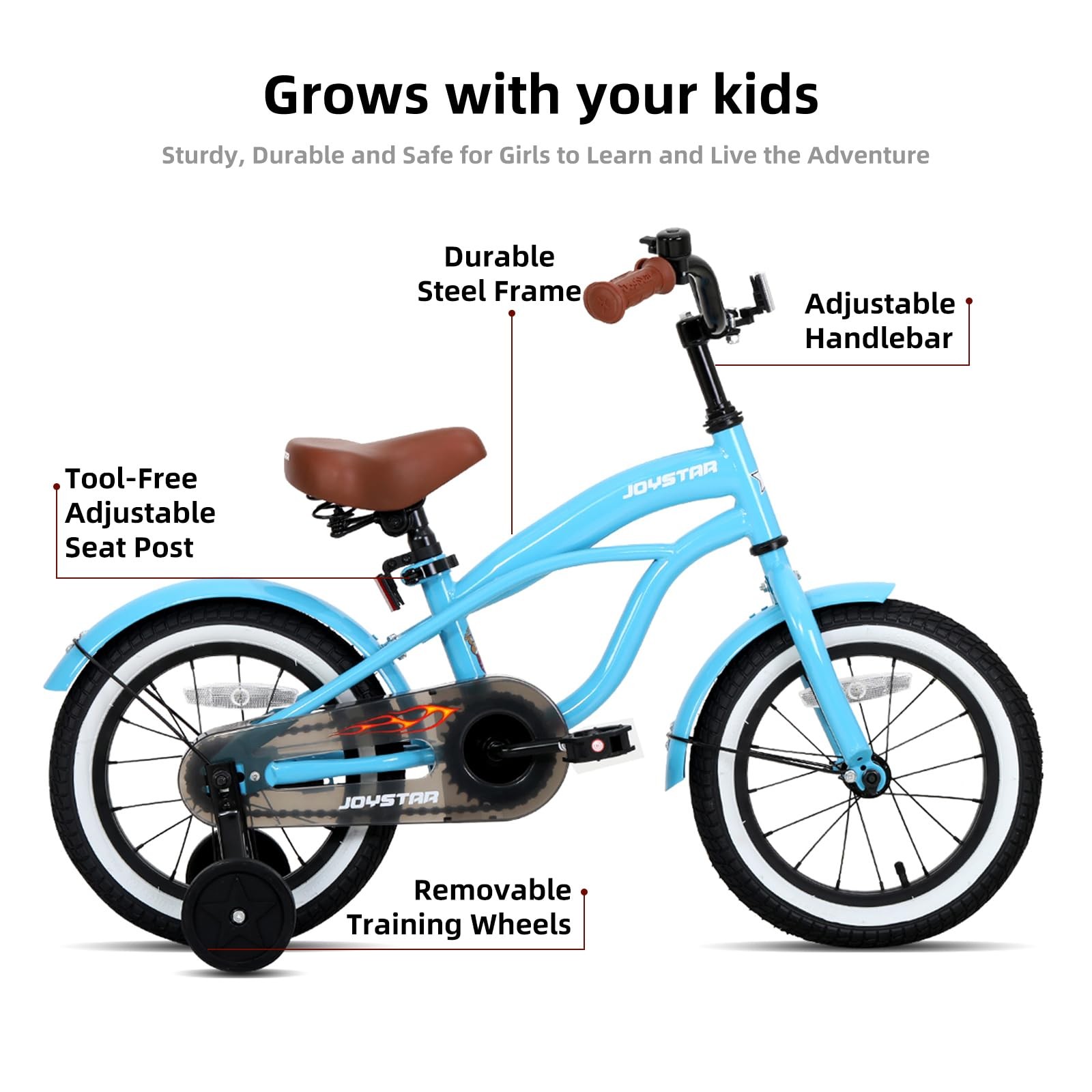 Joystar 14 Inch Kids Bike Training Wheels For Ages 3-5 Years Old Girls Boys