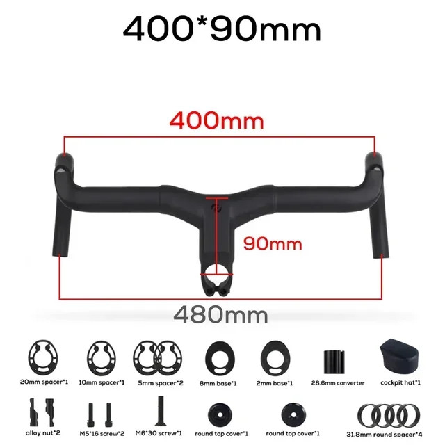 -6 Degree Carbon Fiber Gravel Road Bike Drop Bar Full Internal Cable Routing