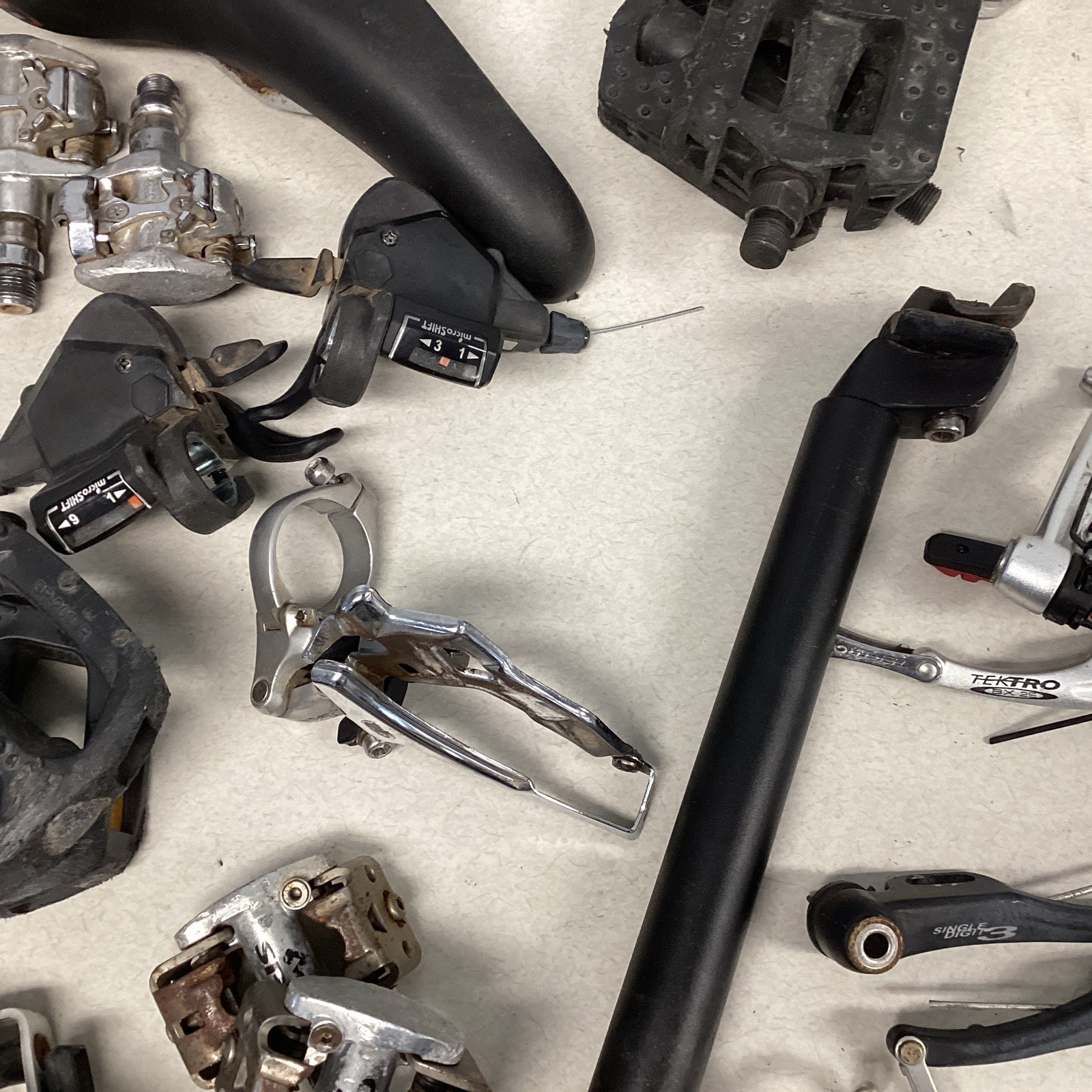 Lot Of Assorted Bicycle Parts – Derailleur, Brakes, Saddle, Pedals, etc. #23