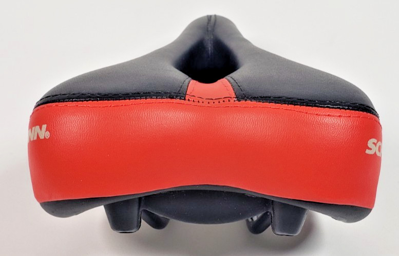 Schwinn Bicycle Seat 10″ x 6” Red & Black Split Seat Center Hole Bicycle Saddle