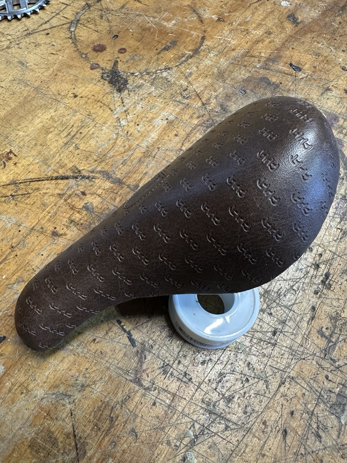 CULT ALL OVER PRINT FAT PADDED PIVOTAL BMX SEAT BROWN FAUX LEATHER