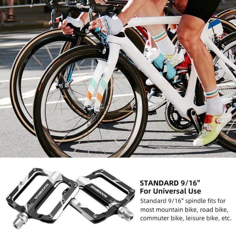 RockBros MTB Pedals 9/16″ Lightweight Aluminum Alloy Sealed Bearing Flat Pedals