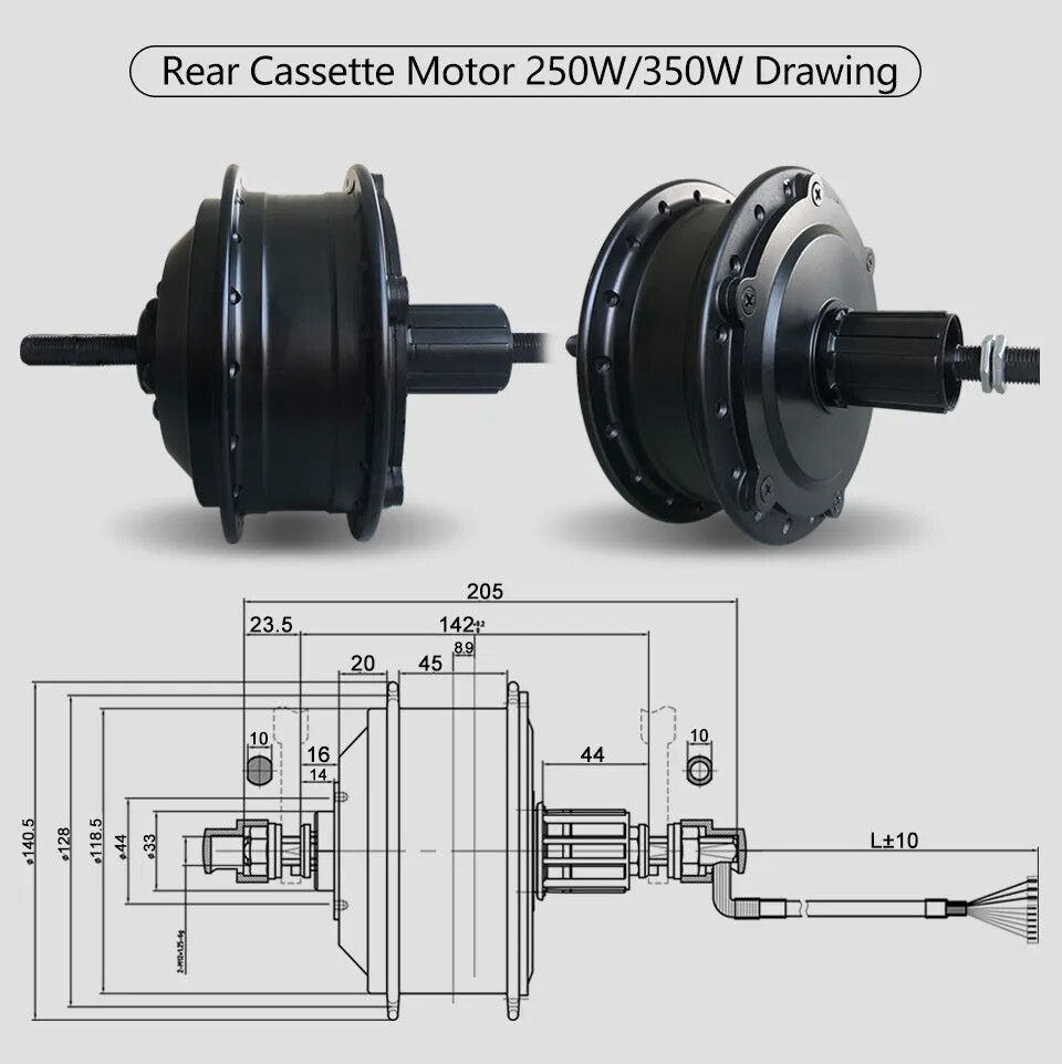 36V/48V 250W 350W 500W E-bike Front Drive Rear Rotate Cassette Hub Motor Wheel