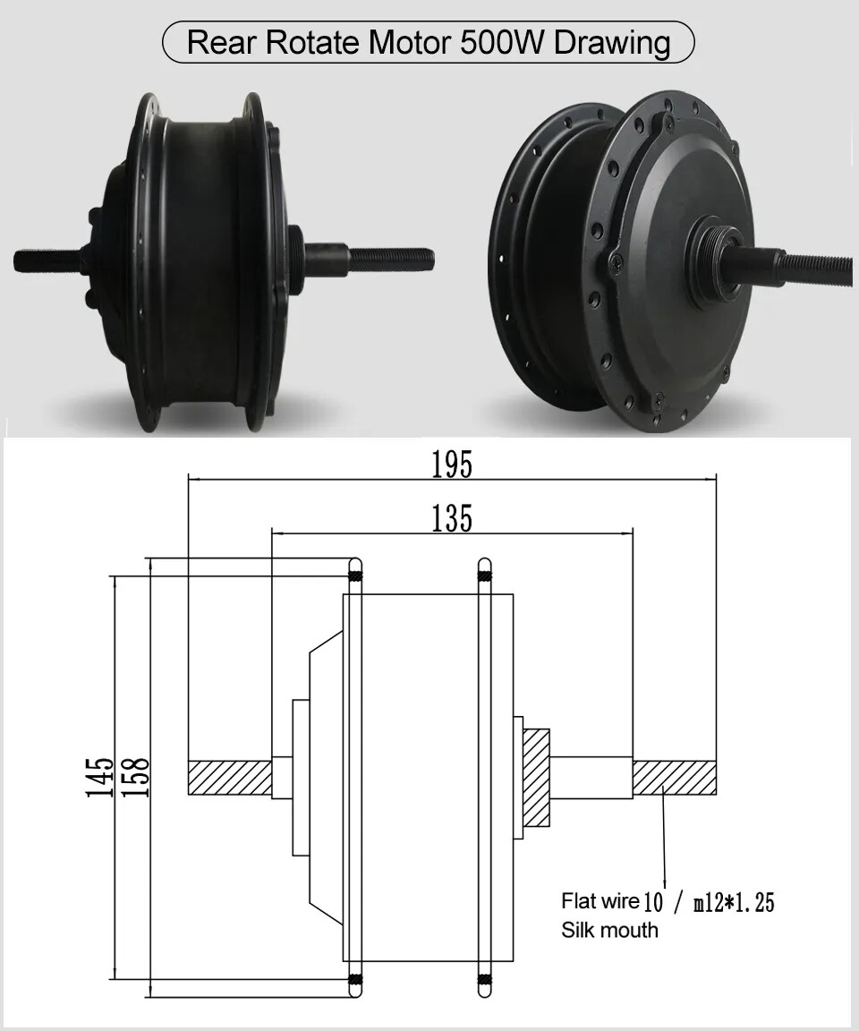 36V/48V 250W 350W 500W E-bike Front Drive Rear Rotate Cassette Hub Motor Wheel
