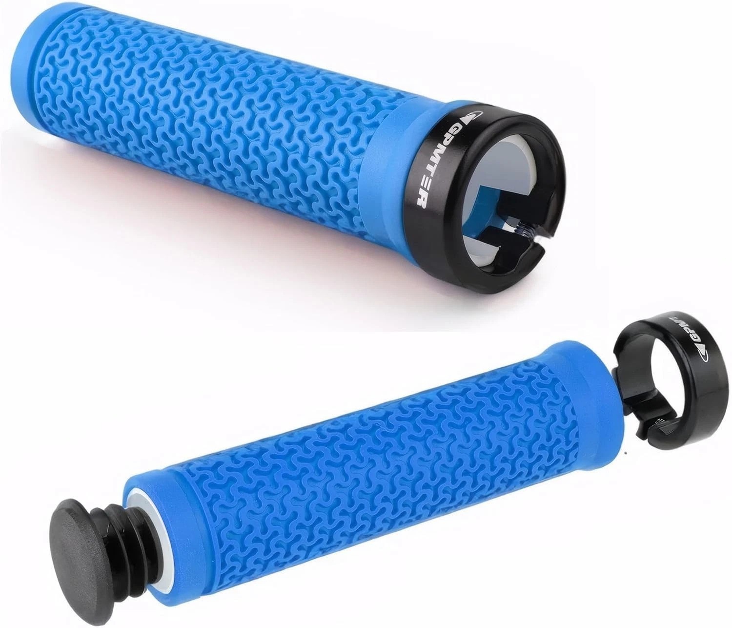 Bike Handlebar Grips 131mm Blue Soft Rubber Non Slip Ergonomic Design