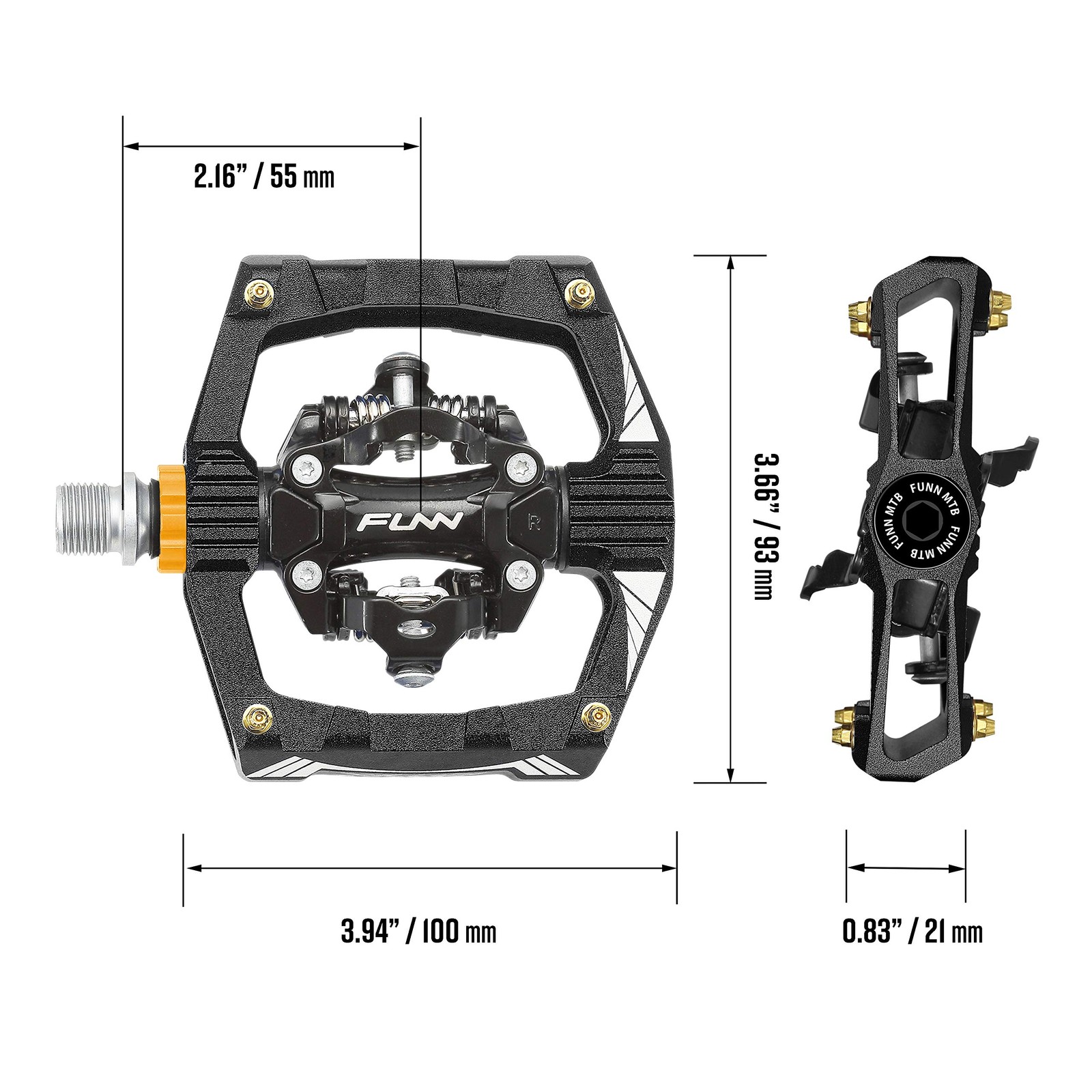 Funn Ripper Mountain Bike Clipless Pedals Rocker Clip/Spring-Loaded Clip-In