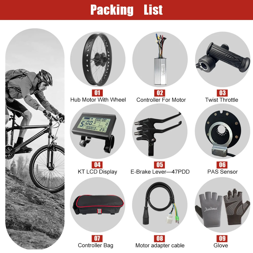 Snow Electric Fat Bike 48V 750W Brushless Gear Front Hub Motor Wheel 20 24 26in