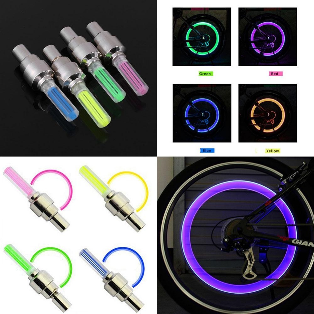 LOT 2x 4x 10x LED Bike Valve Stem Cap Flashing Light Bicycle Wheel Tire Tyre Car