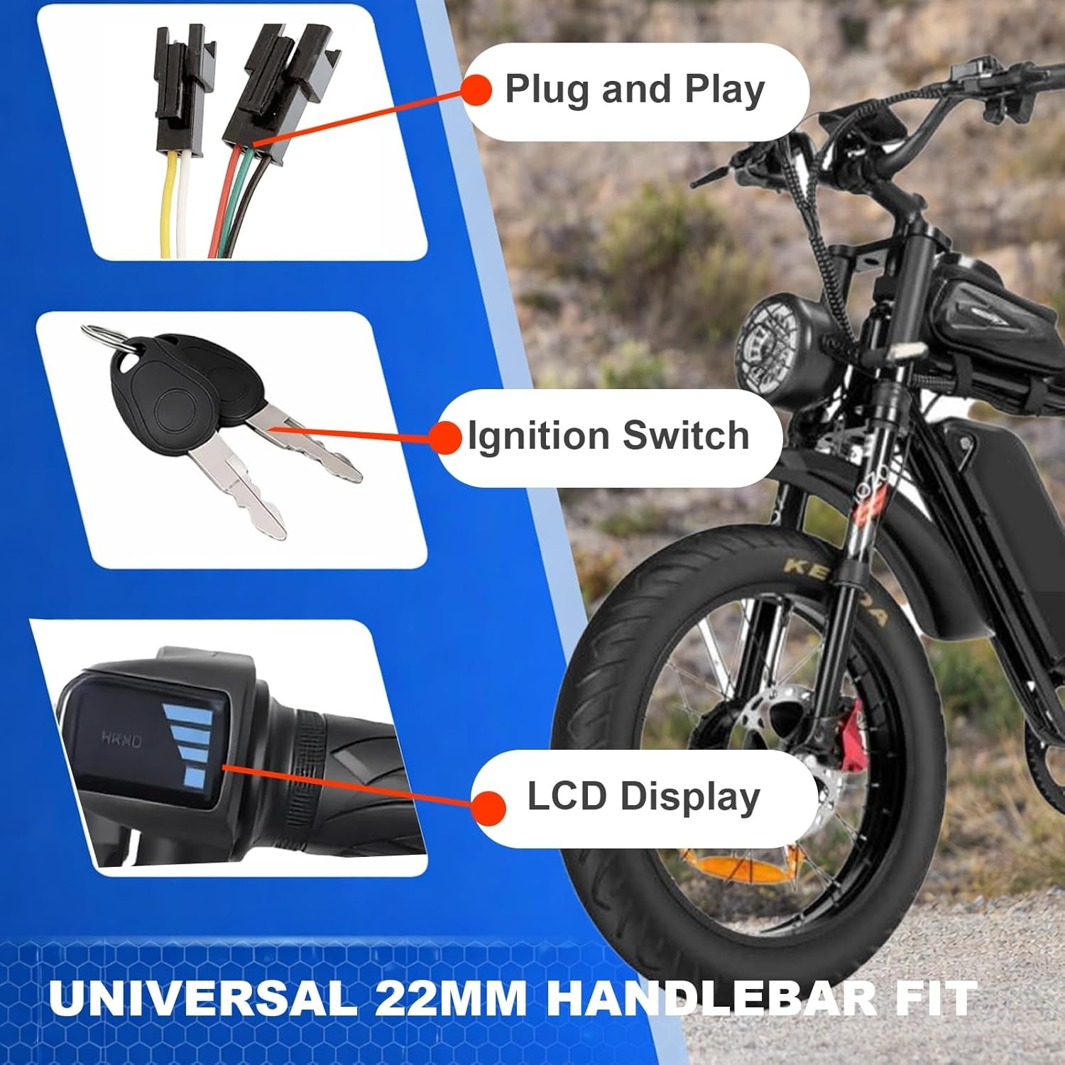 Smooth Acceleration eBike Throttle – 48V with Key Lock and Weather Resistance