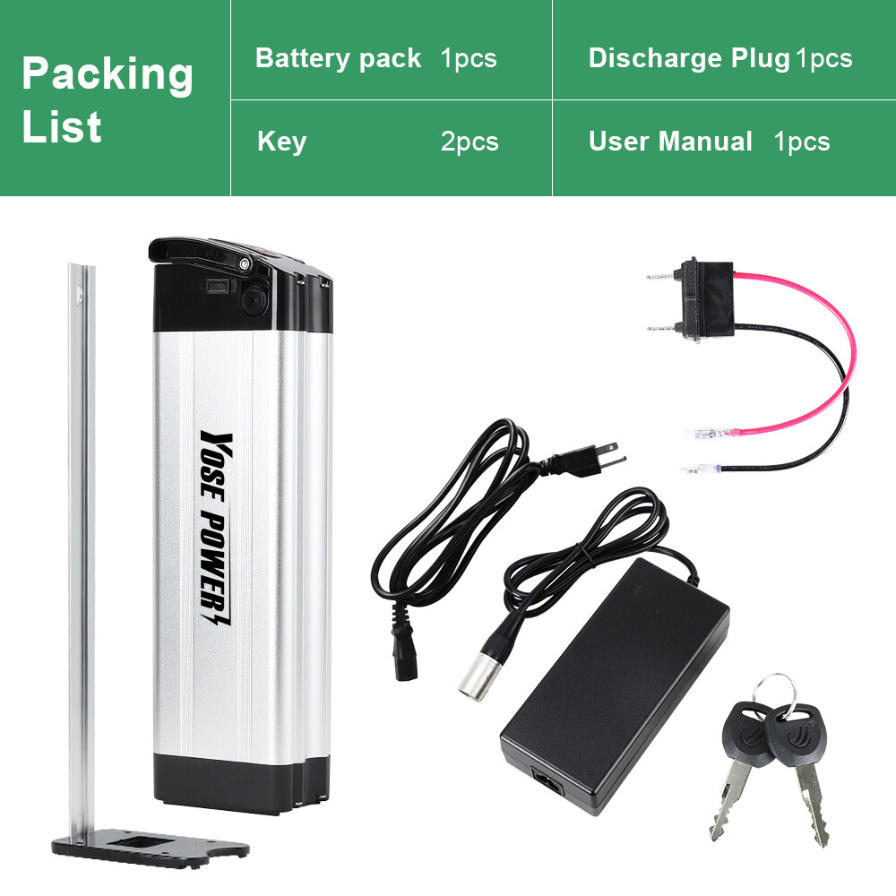 48V 10.4Ah SilverFish Lithium Battery with USB 48 Volt Ebike Battery for 0-500W