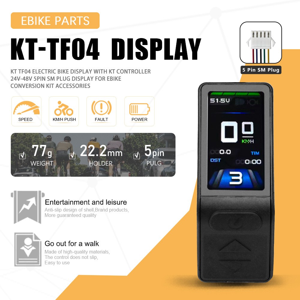 Ebike 24V/36V/48V KT-TF04 Display Colour Screen Power Speed Meter Control Panel