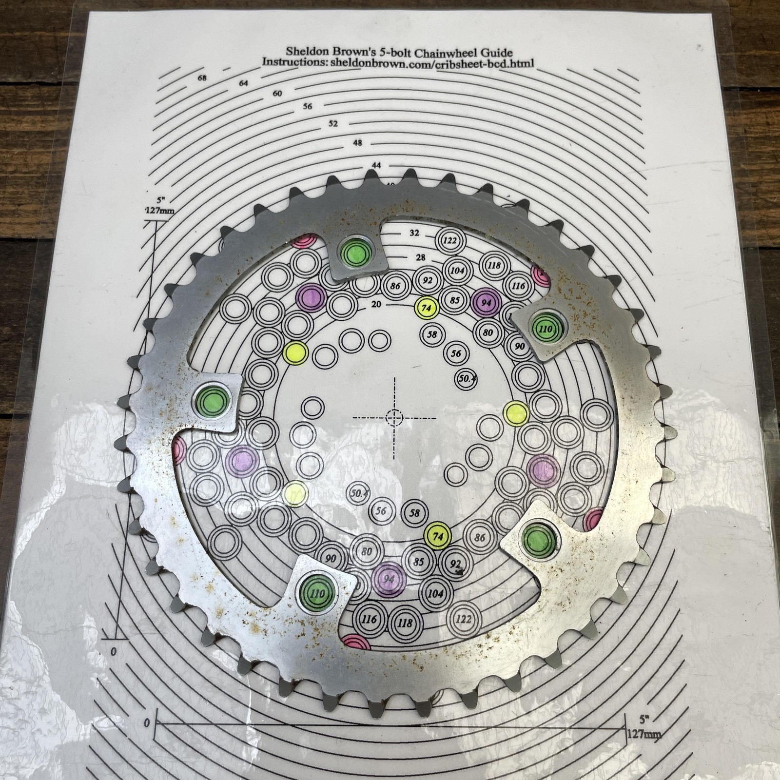 Vintage Sugino 40T Chainring 110 BCD 5-Arm Silver Steel Sprocket 40 Tooth BMX