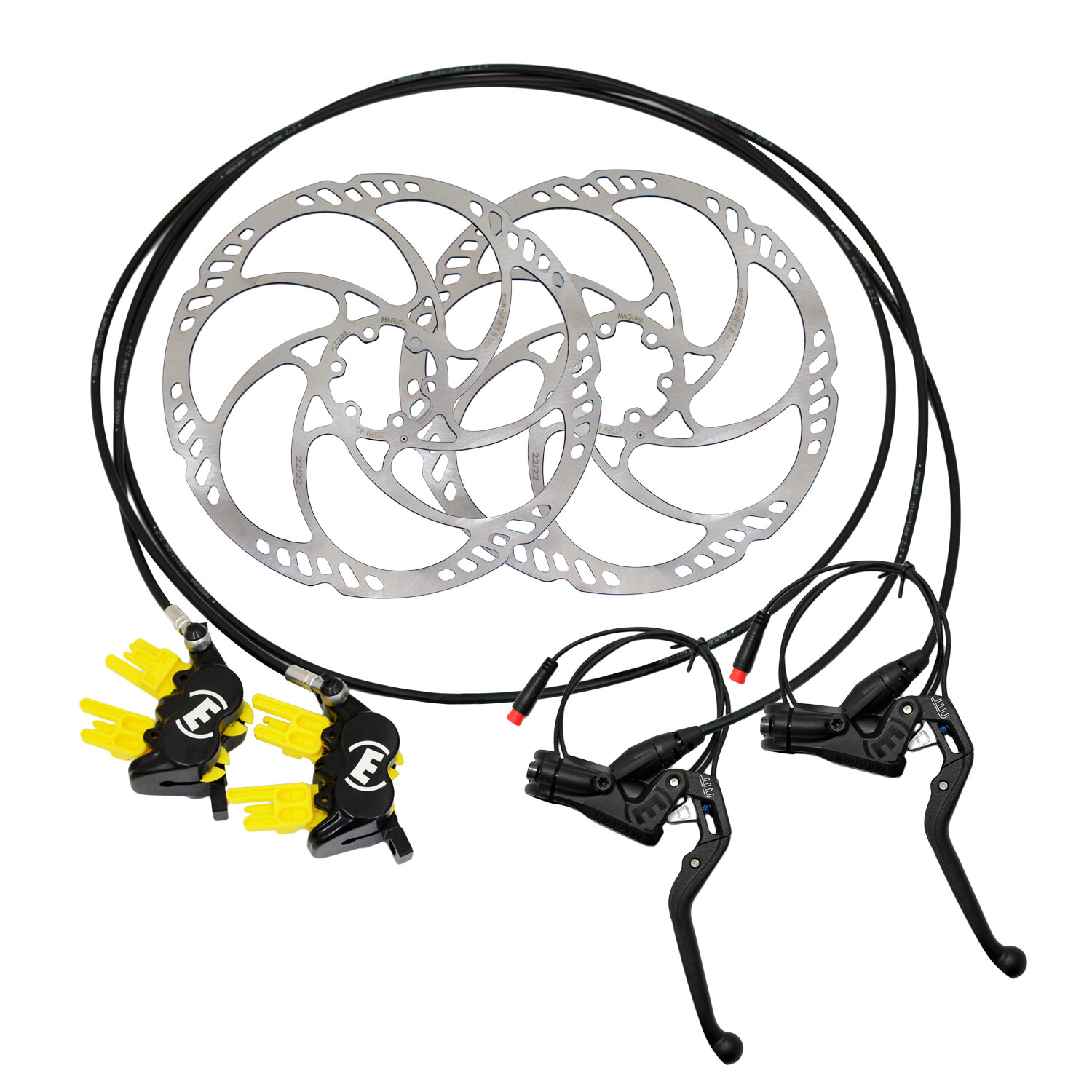 Magura MT5e E-Brake 4-Piston Hydraulic Disc Brake Set w/ 203mm Rotors (F+R)