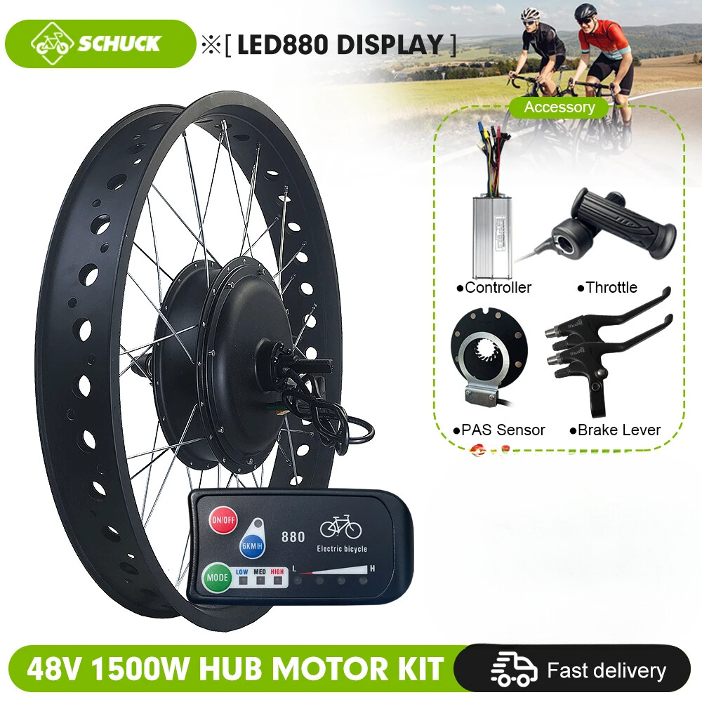 48V 1500W Snow E-bike Fat Brushless Gearless 20 24 26inch Rear Rotate Hub Motor