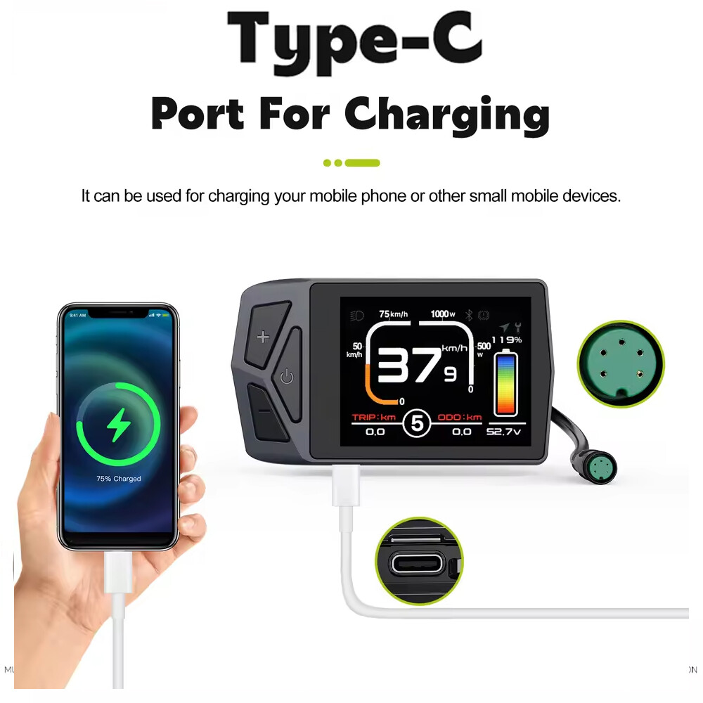 Electric Bike Display EKD01 Bluetooth Navigation For BAFANG Ebike Motor UART US