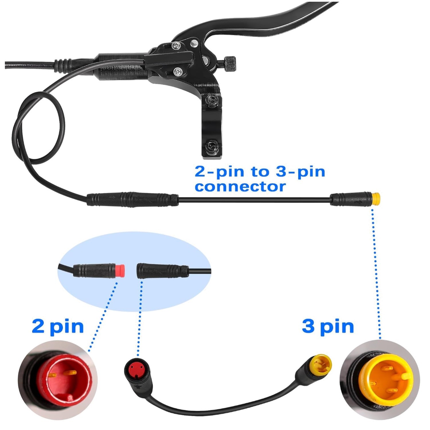 Sensor-Controlled E-Bike Brakes, 3-Pin Waterproof Connector