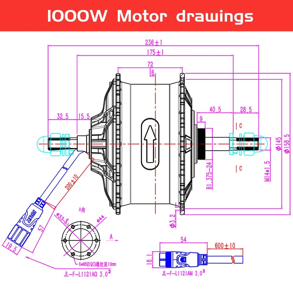 48V 1000W Snow E-bike Fat Tire 20 24 26×4.0inch Brushless Rear Hub Motor Wheel