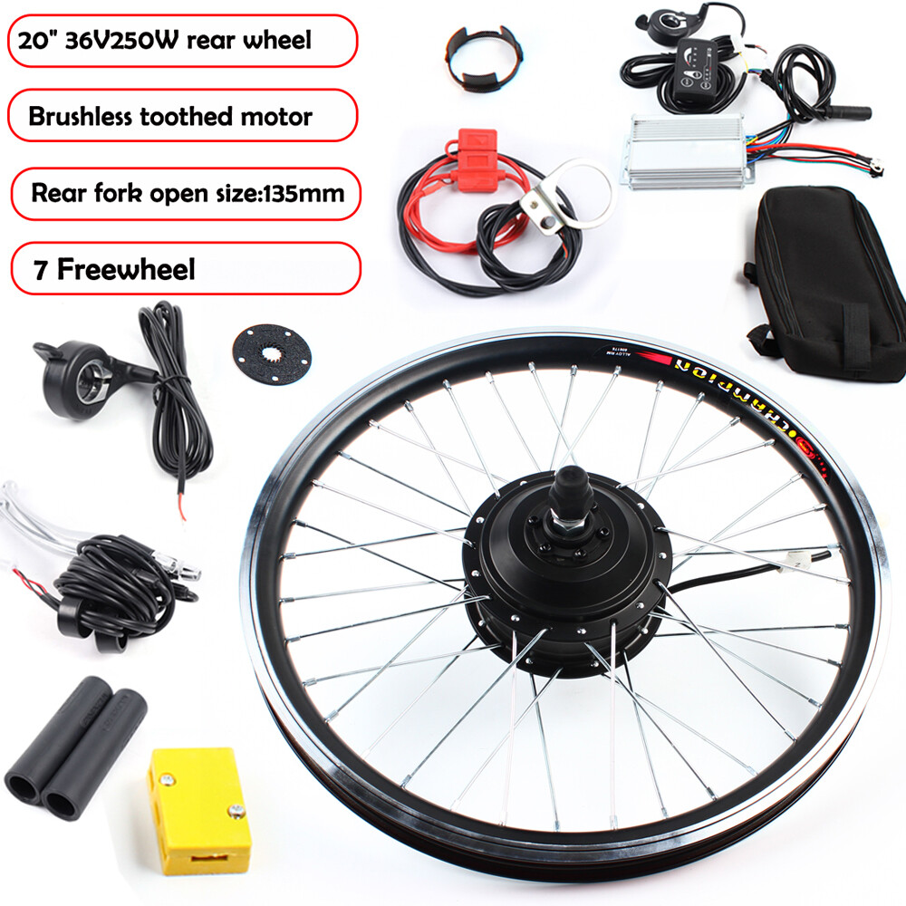 36V 250W 20″ E-Bike Rear Wheel Motor Hub Conversion Kit Electric Bicycle Cycling