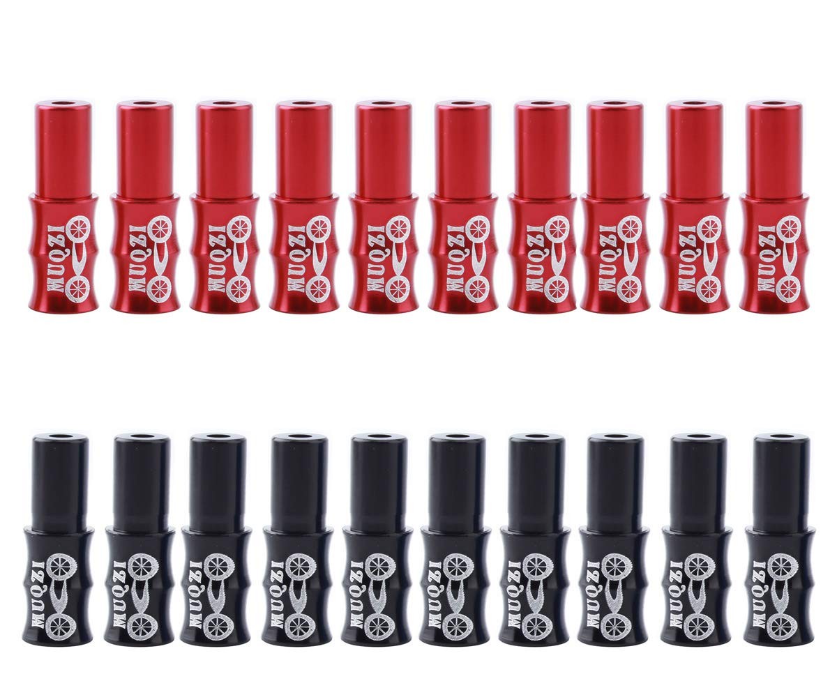 Bicycle Brake Cable End Caps Alloy Wire Crimps Ferrules Red Black 20 PCS