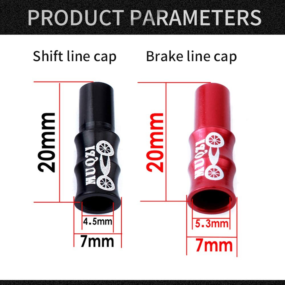 Bicycle Brake Cable End Caps Alloy Wire Crimps Ferrules Red Black 20 PCS