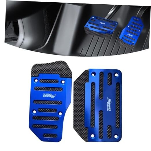 1 Pack 2 Non-Slip Car Pedal Pad Kit, Premium Aluminum Alloy Brake Pedals Blue