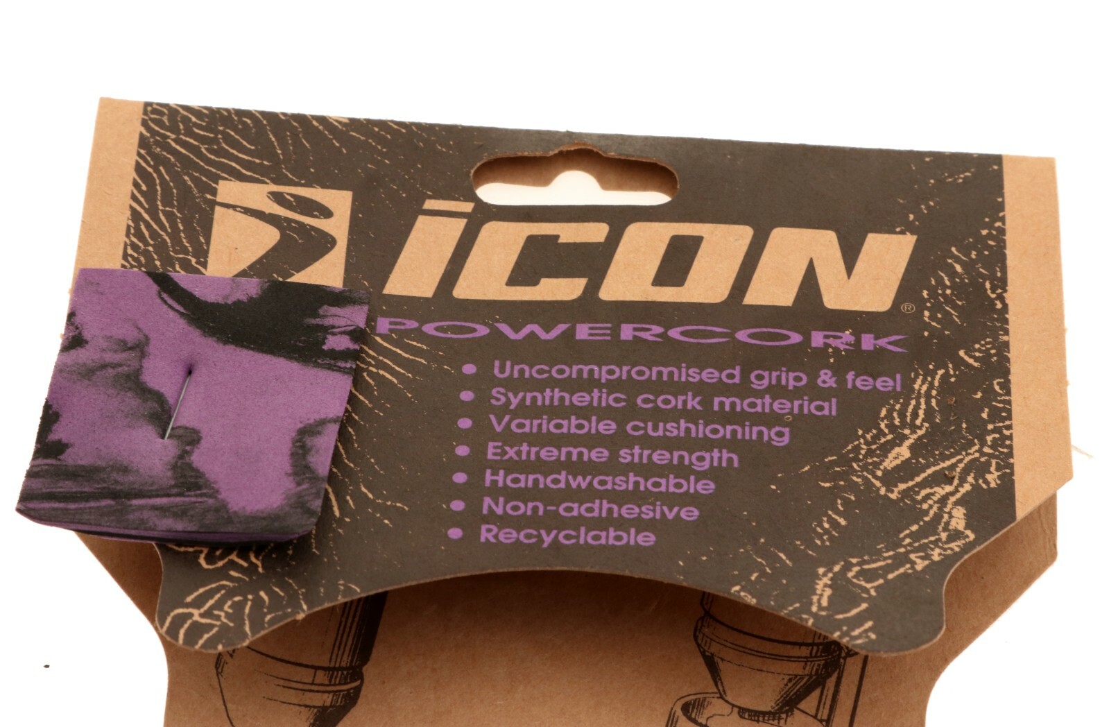 Icon Powercork Bicycle Cork Bar Tape Purple/Black Marble Non-Adhesive NEW NOS