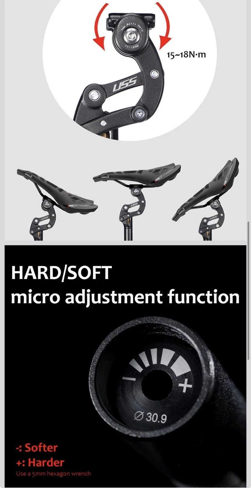 Safort Suspension Seatpost 27.2/28.6/30.4/30.9/31.6/33.9mm Bike Seat Post