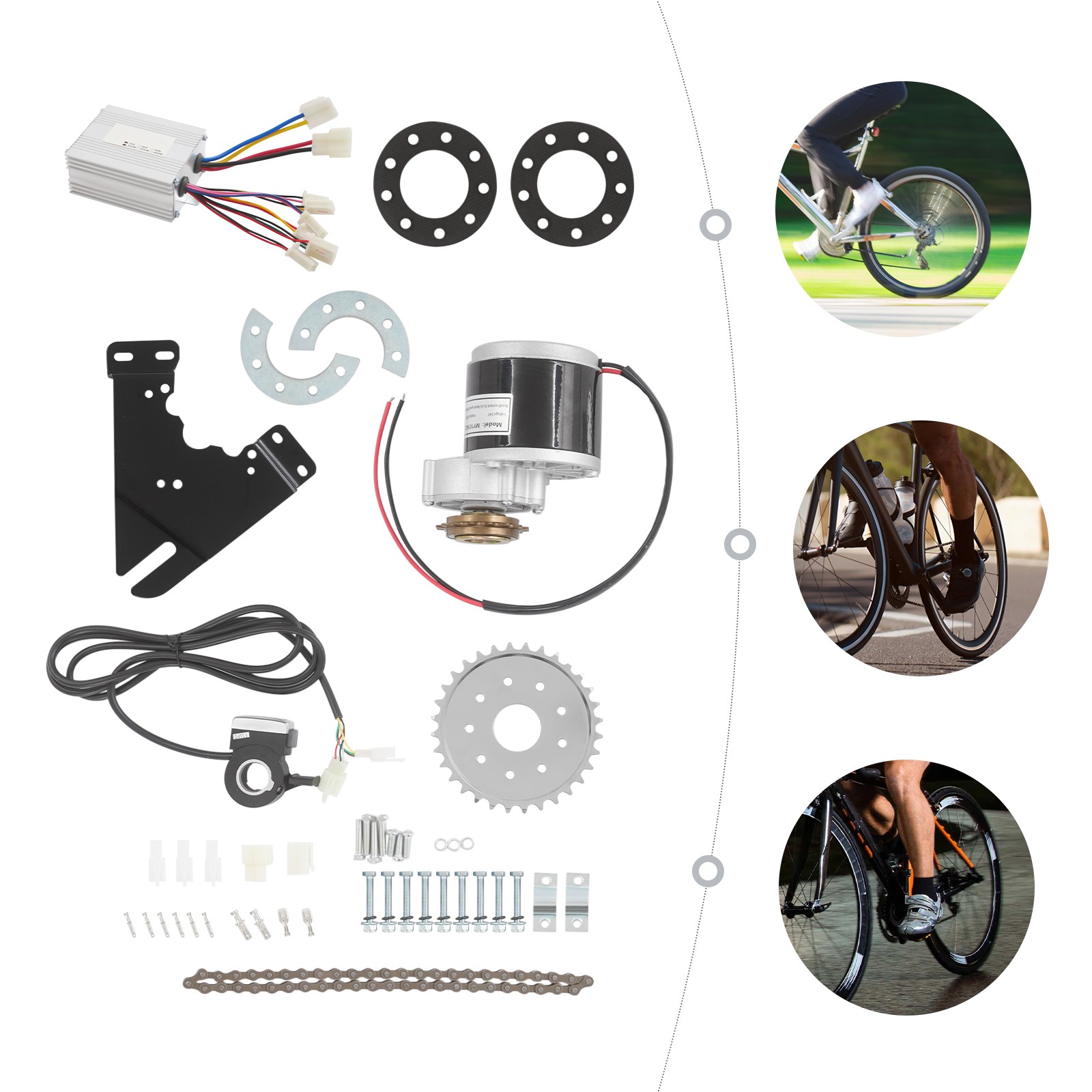24V 350W Electric Bicycle Conversion Kit Thumb Throttle E-Bike Brush Motor Set