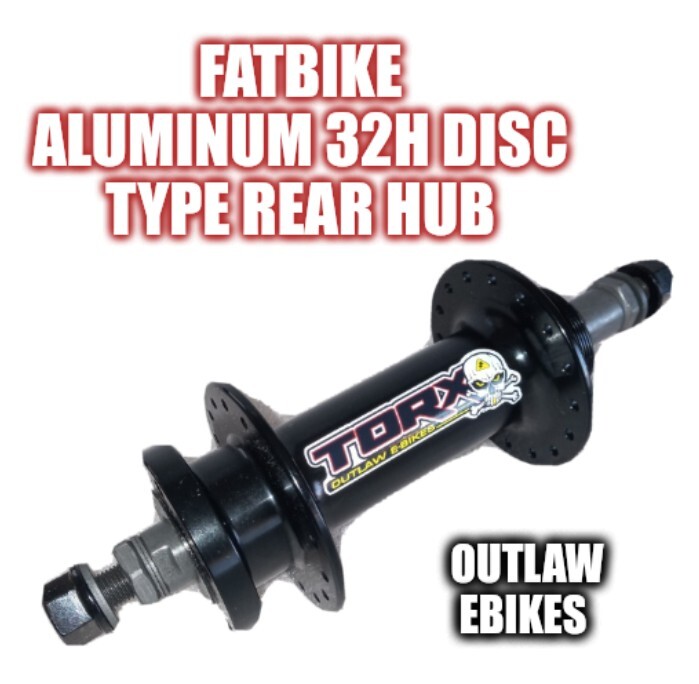Fat bike rear hub 170mm 32H 3/8″ freewheel aluminum disc type.