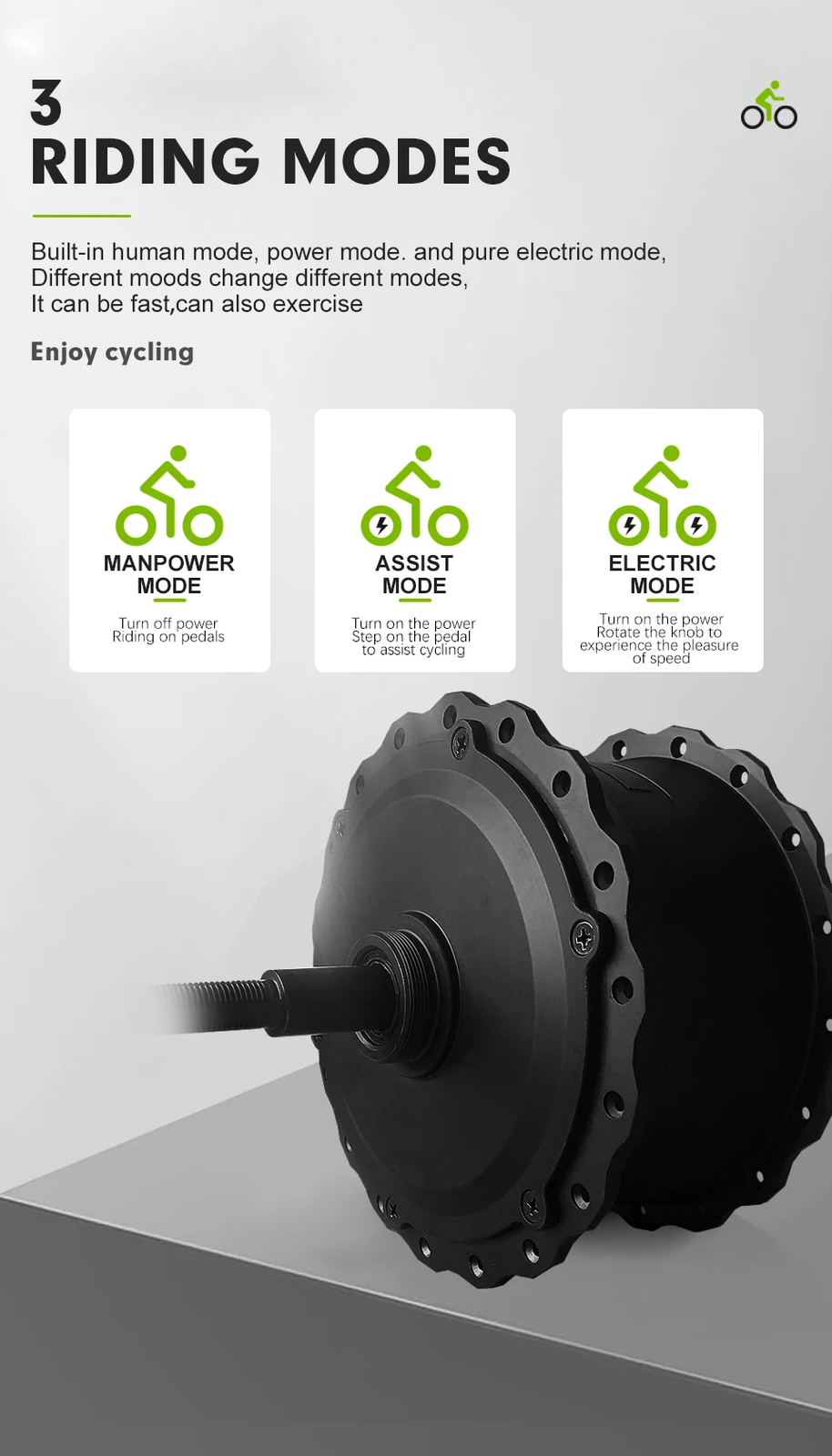 36V 48V 500W 20 24 26inch 4.0Tyre Snow E-bike Fat Tire Rear Rotate Hub Motor