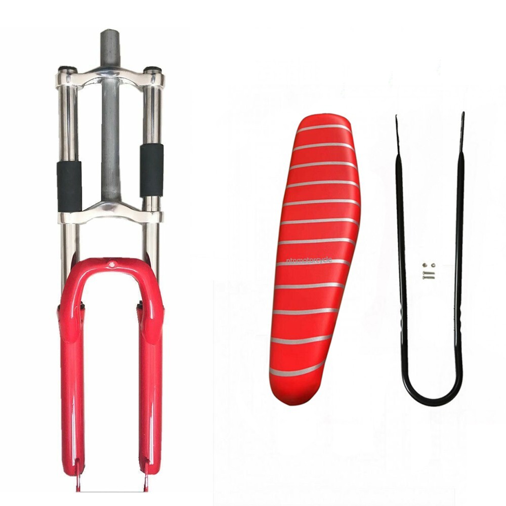 DONSP1986 26” Bicycle Fork Double shoulder Suspension Fork, Bike Saddle, Red
