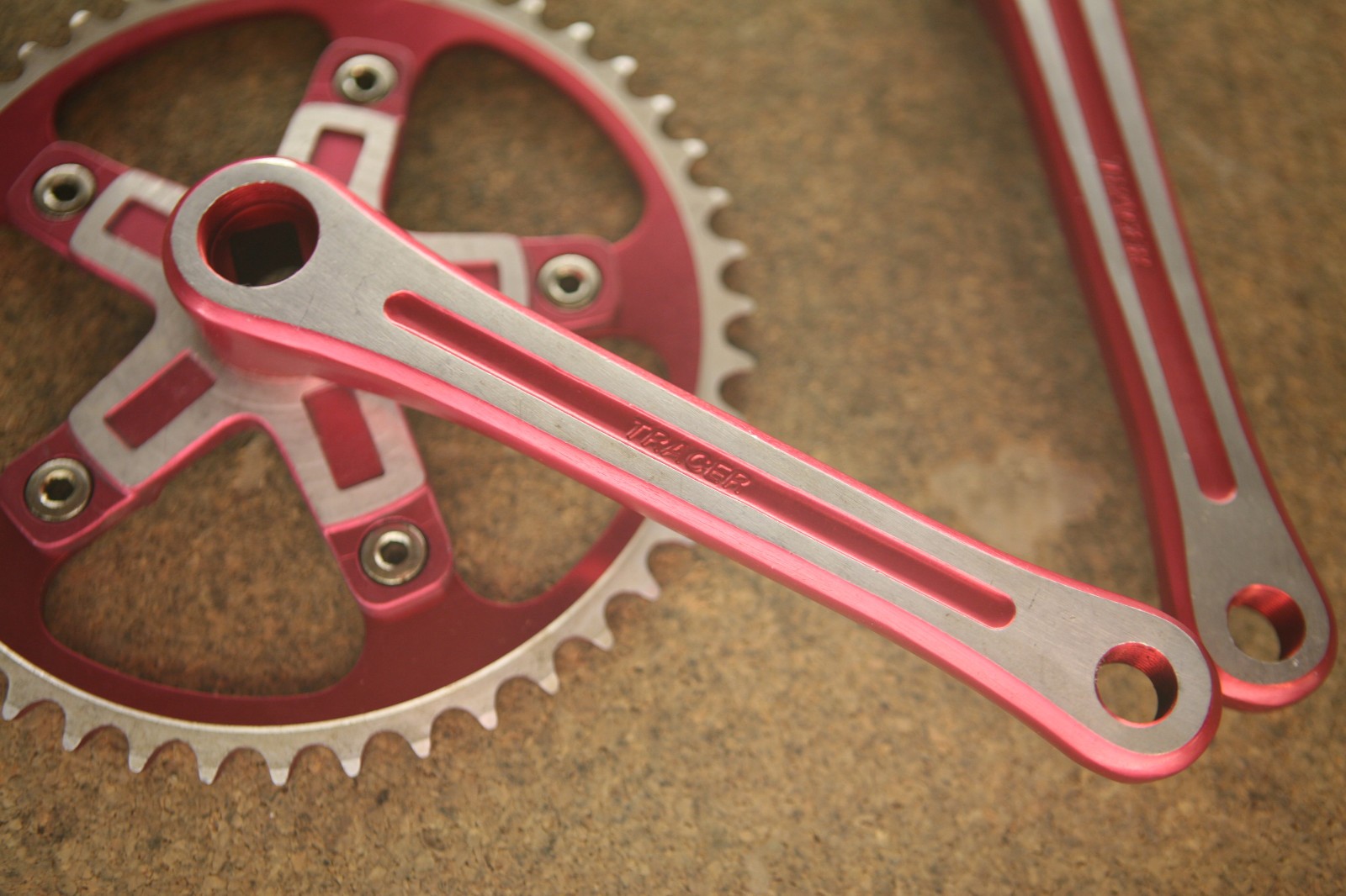 Retro Oldschool OG NOS NEW Tracer Red BMX MX cranks crankset chainset Takagi