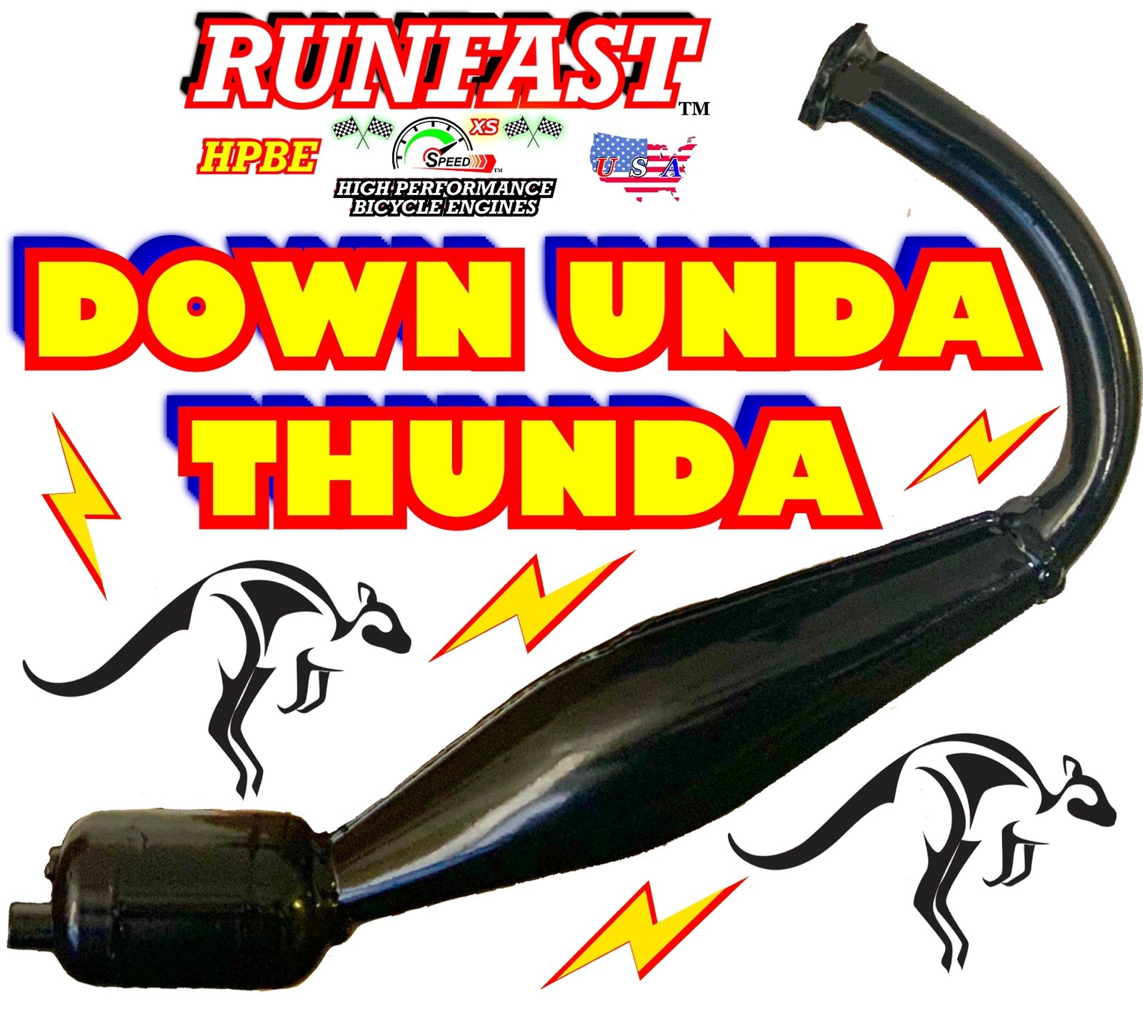MONSTER pipe exhaust for 49cc 80cc 100cc motorized bike 2-stroke THUNDER POWER