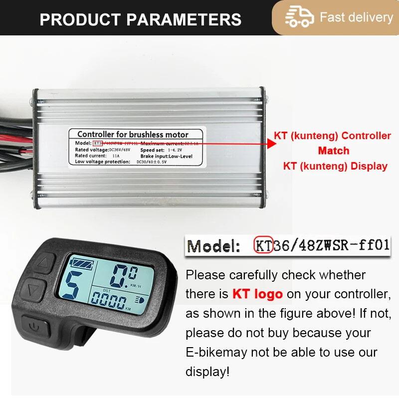 250W-3000W Electric Bicycle KT 15A-50A Sine/Square Wave Brushless Controller