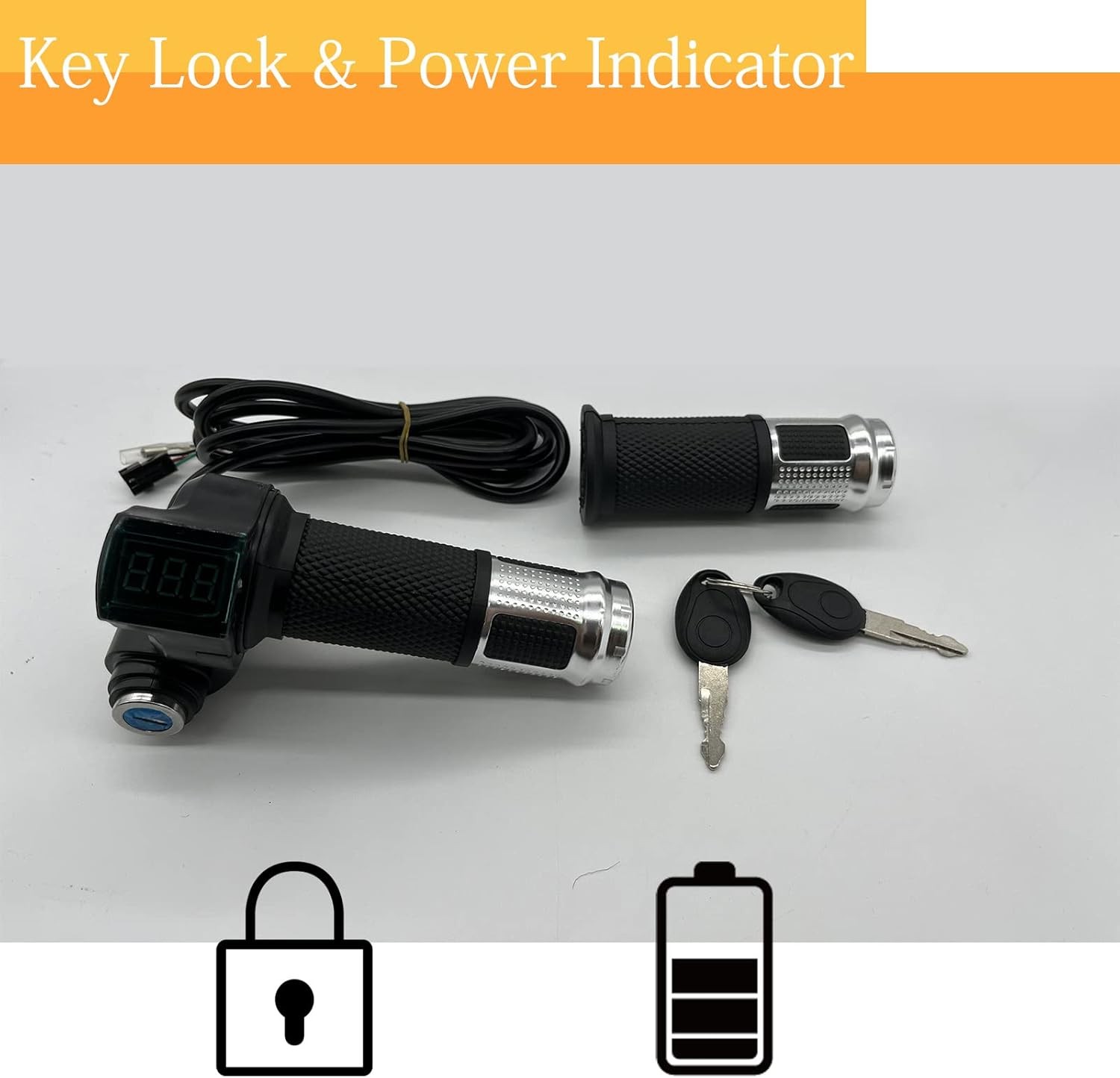 1 Pair E-Bike Throttle Grip LCD Display Key 12-84V Universal Scooter Handlebar
